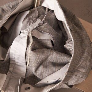 1990s Deadstock Gray Stream Line Pin Stripe Gray Suit